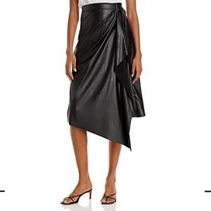 Ramy Brook Asymmetrical Faux Leather Midi Skirt